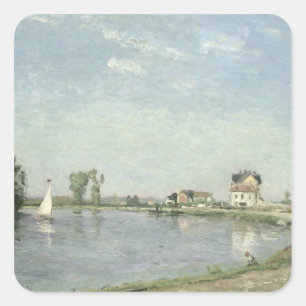 Sticker Carré Camille Pissarro Au bord de la rivière, 1871