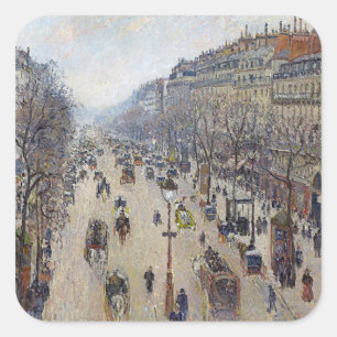 Sticker Carré Camille Pissarro - Boulevard Montmartre, matin
