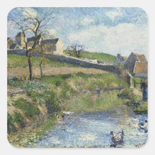 Sticker Carré Camille Pissarro   la ferme chez Osny, 1883