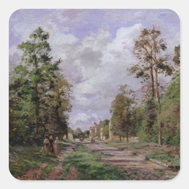Sticker Carré Camille Pissarro | La route de Louveciennes, 1871 (Devant)