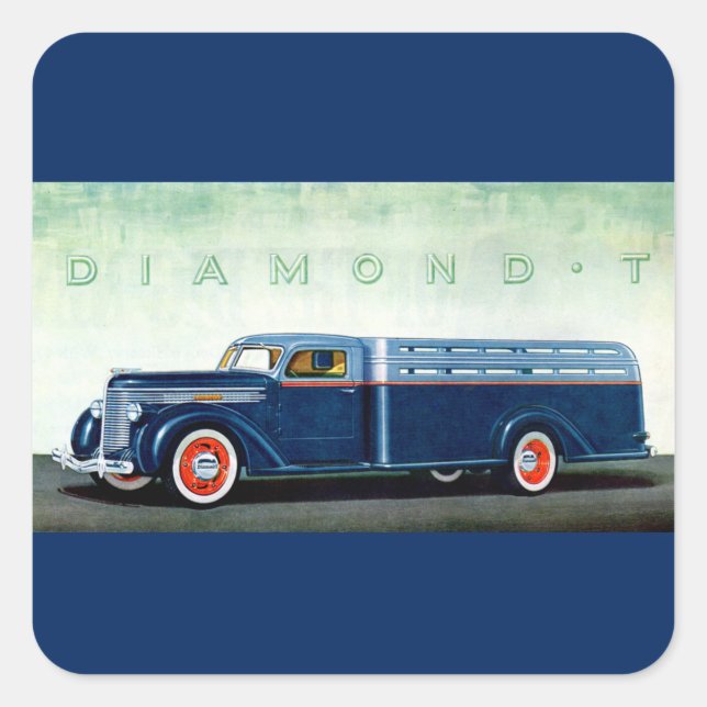 Sticker Carré Camion bleu Diamond T 1937 (Devant)