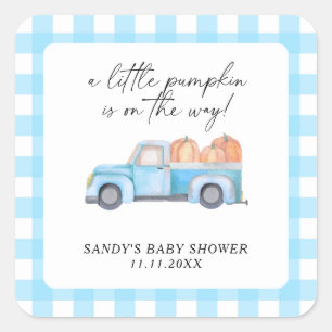 Sticker Carré Camion bleu Un Baby shower Automne Un Peu Citrouil