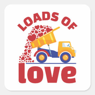 Sticker Carré Camion de la Saint-Valentin chargé d'amour