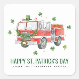 Sticker Carré Camion de pompiers personnalisé pour la Saint-Patr