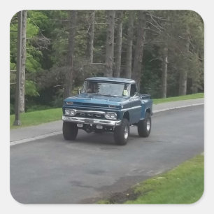 Sticker Carré Camion pick-up bleu classique antique de GMC