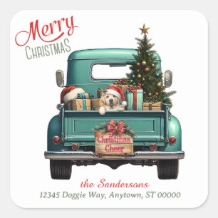 Sticker Carré Camion rétro-marionnette Yellow Labrador Retriever