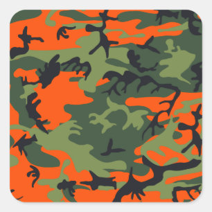 Sticker Carré Camo Chasseur orange
