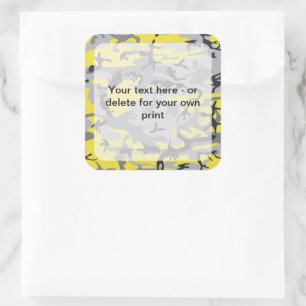Sticker Carré Camo jaune et gris, Camouflage, Militaire, Armée