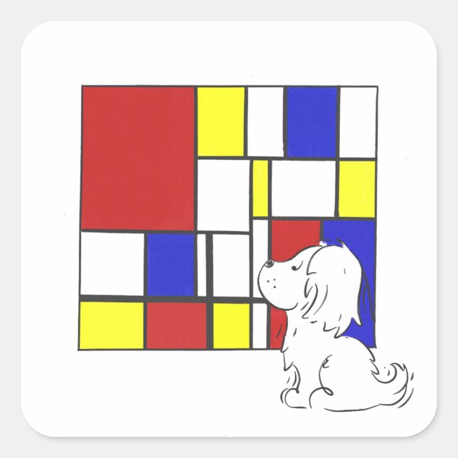 Sticker Carré Camomille Inspirée de Mondrian (Devant)