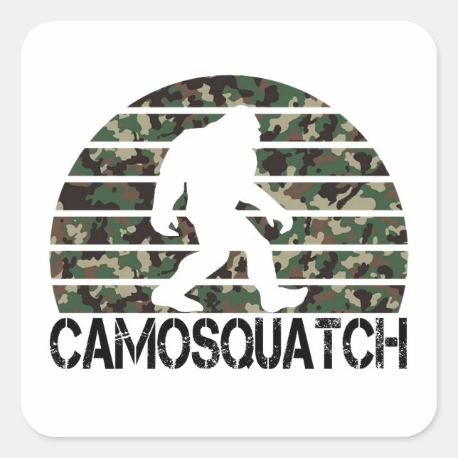 Sticker Carré Camosquatch Funny Bigfoot (Devant)