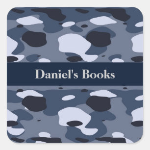 Sticker Carré Camouflage bleu