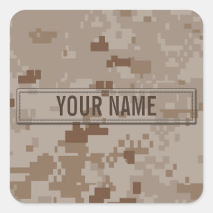 Sticker Carré Camouflage numérique désert personnalisable