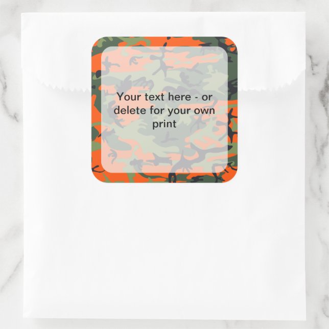 Sticker Carré Camouflage orange et vert, Militaire, Armée (Sac)
