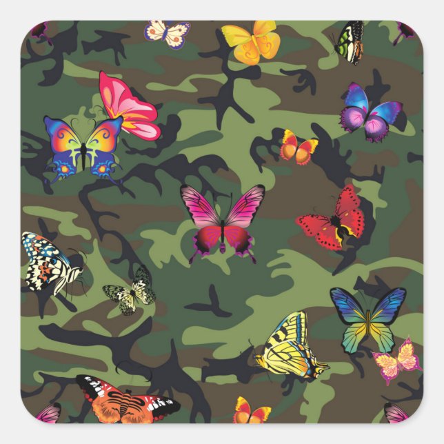 Sticker Carré camouflage papillon (Devant)