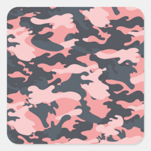 Sticker Carré Camouflage rose : Motif Vintage classique