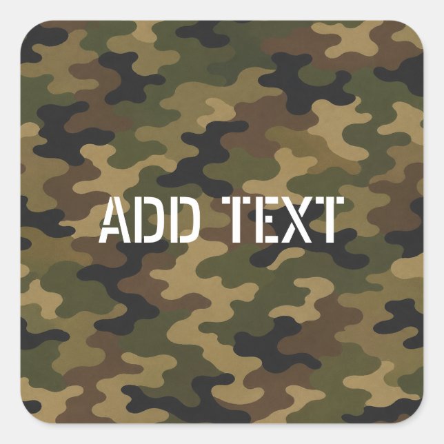 Sticker Carré Camouflage Vert Personnalisé Armée (Devant)