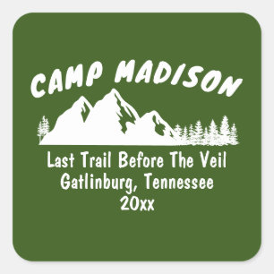 Sticker Carré Camp de vacances pour filles au mont Camping Voyag
