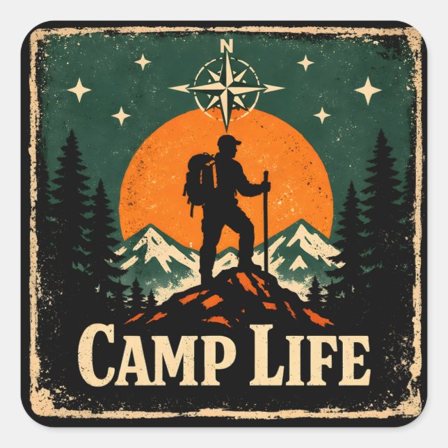 Sticker Carré Camp Life – Outdoor Living Nature Pride (Devant)