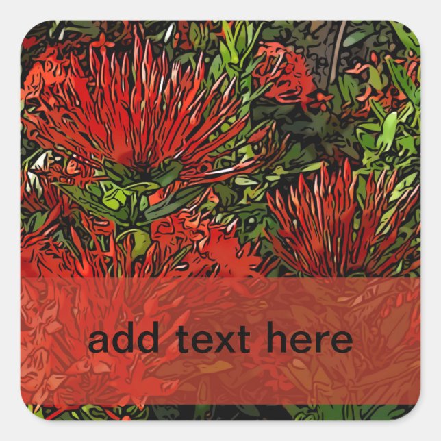 Sticker Carré Campagne de Vibrant Red Orange Firebush (Devant)
