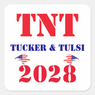 Sticker Carré Campagne TNT Tucker & Tulsi 2028 Président USA