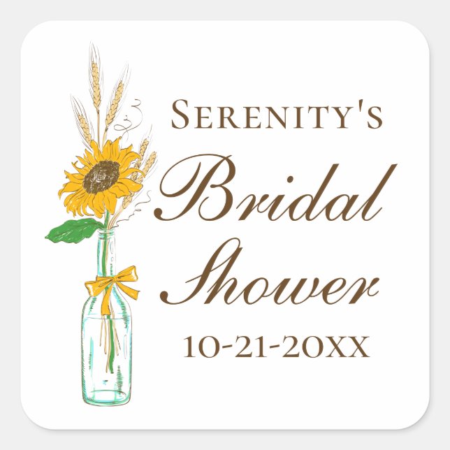 Sticker Carré Campagne Tournesol Automne Rustique Fête des marié (Devant)