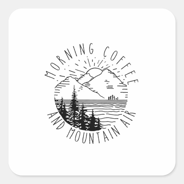 Sticker Carré Camper Gift | Morning Coffee And Mountain Air Xmas (Devant)