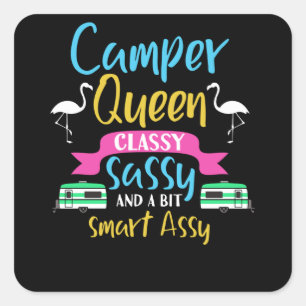 Sticker Carré Camper Queen Classy Sassy Smart RV Extérieur