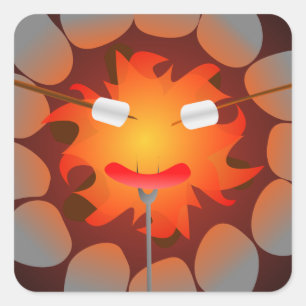 Sticker Carré Camping