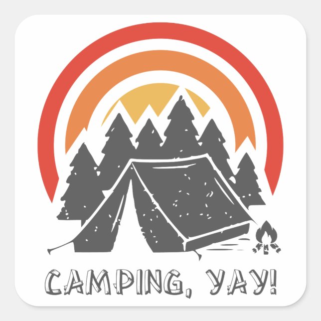 Sticker Carré Camping ! (Devant)