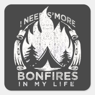 Sticker Carré Camping Bonfire Cadeau