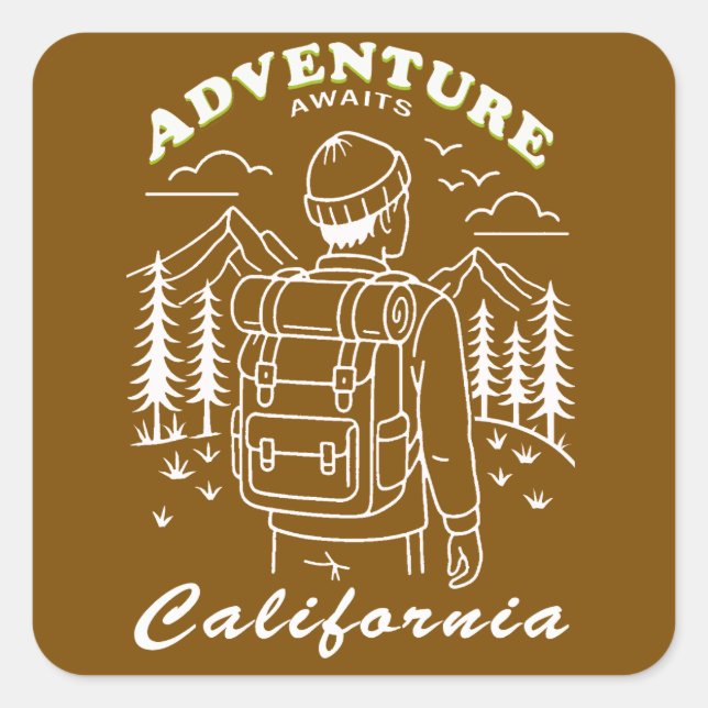 Sticker Carré camping - Californie (Devant)