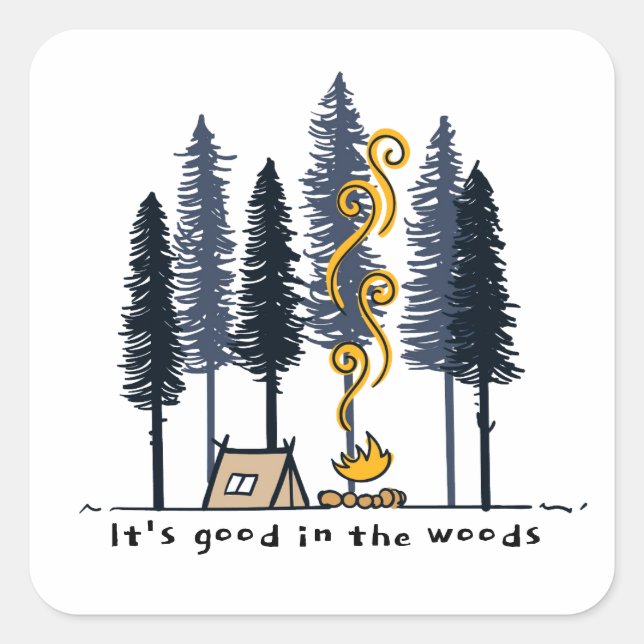 Sticker Carré Camping Cartoon (Devant)