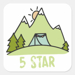 Sticker Carré Camping cinq étoiles