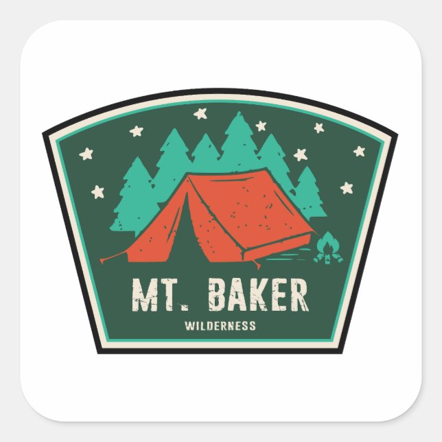 Sticker Carré Camping dans le Mt. Baker Wilderness Washington (Devant)