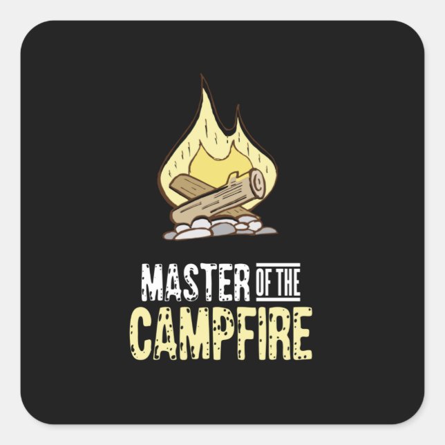 Sticker Carré Camping de feu de camp (Devant)