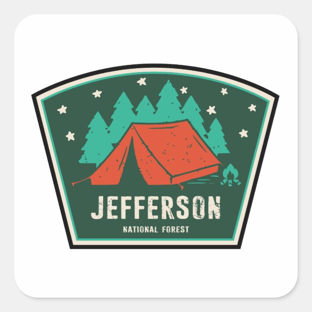 Sticker Carré Camping forestier national Jefferson (Devant)