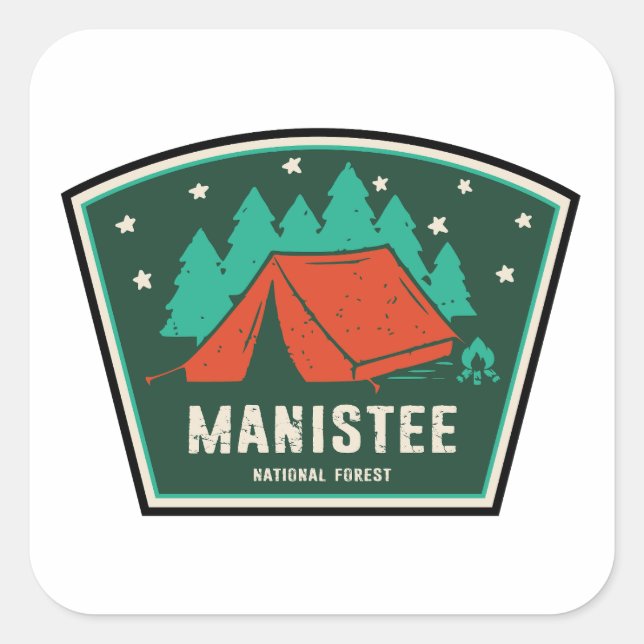 Sticker Carré Camping forestier national Manistee (Devant)