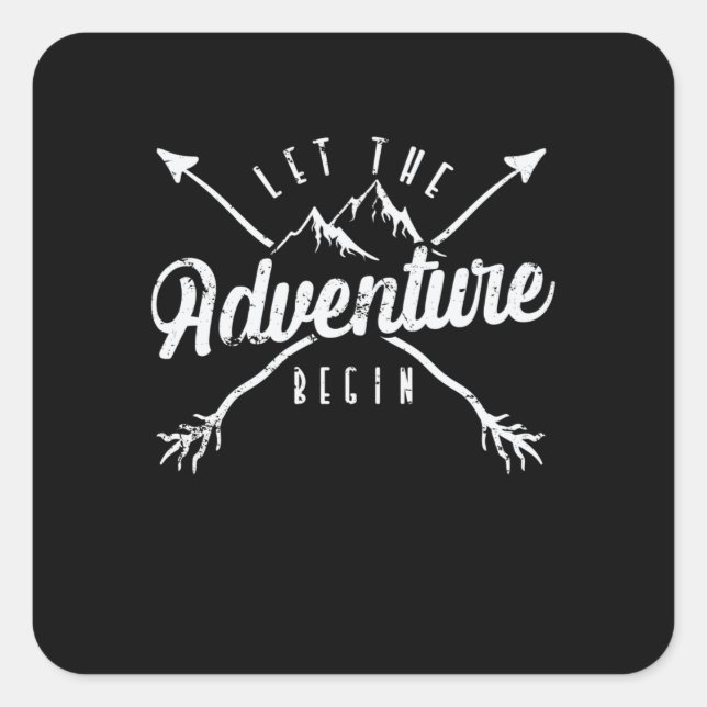 Sticker Carré Camping "Let The Adventure Begin" (Devant)