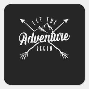 Sticker Carré Camping "Let The Adventure Begin"