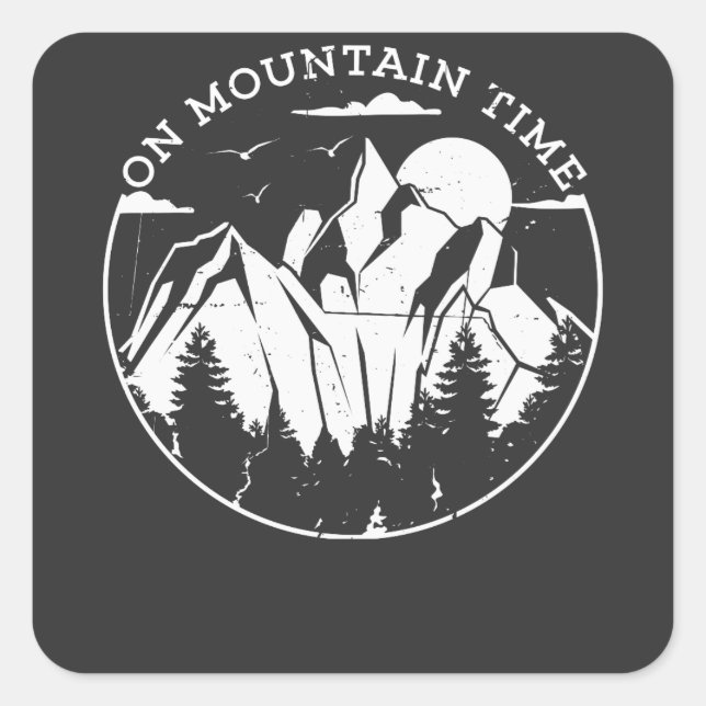 Sticker Carré Camping & Montagnes (Devant)