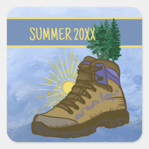 Sticker Carré Camping personnalisé pour randonneur 