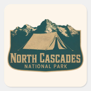 Sticker Carré Camping vintage Parc National des Cascades du Nord