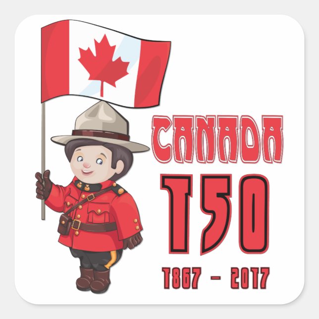 Sticker Carré Canada 150 ans (Devant)