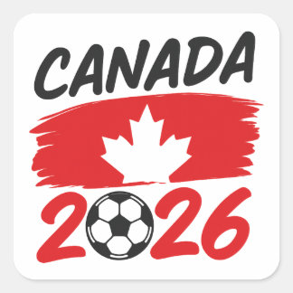 Sticker Carré Canada 2026 Conception de Fan de Football avec Feu