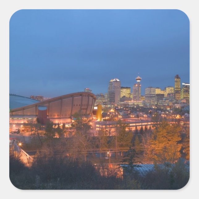 Sticker Carré Canada, Alberta, Calgary : Skyline de la ville du  (Devant)