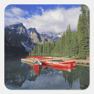 Sticker Carré Canada, Alberta, lac Moraine. La surface vitreuse