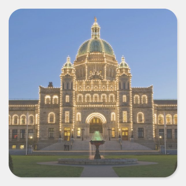 Sticker Carré Canada, BC, Victoria, bâtiment du Parlement de la  (Devant)