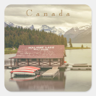 Sticker Carré Canada Maligne Lake Boat House