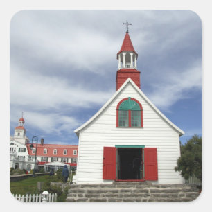 Sticker Carré Canada, Québec, Tadoussac. Petite Chapelle,