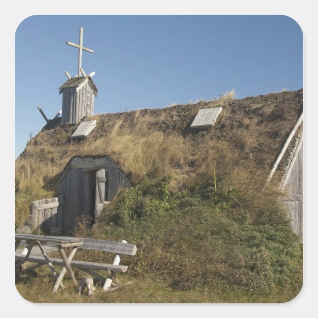 Sticker Carré Canada, Terre-Neuve-et-Labrador, L'Anse Aux (Devant)